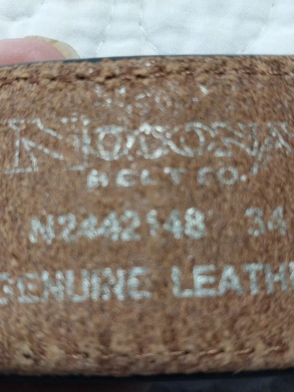NOCONA Brown Haircalf Belt with Blue Crystal Accents Size 34 .